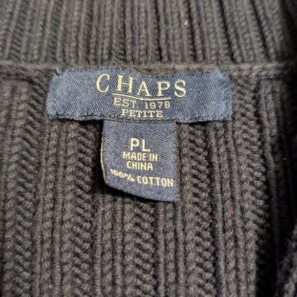 CHAPS 100% Cotton Cable Knit Half-Zip Sweater – Navy Blue (Women's M) - Picture 4 of 7